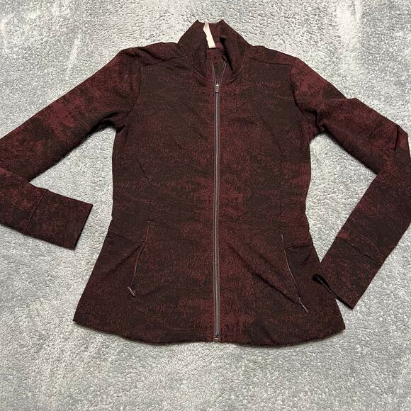 Athleta Jacket Womens Small Shanti Jacquard Full Zip Antique Burgundy Textured - Picture 1 of 8